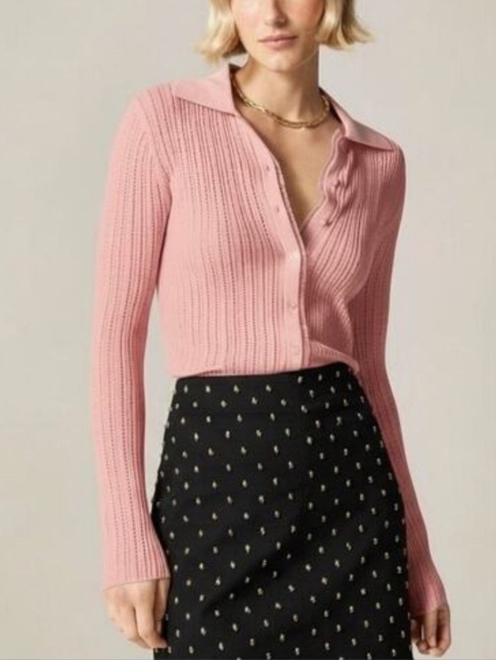 J. Crew Ribbed Tulle Trim Sweater Tee In Premium Ultra Fine Cotton In Peach Clay